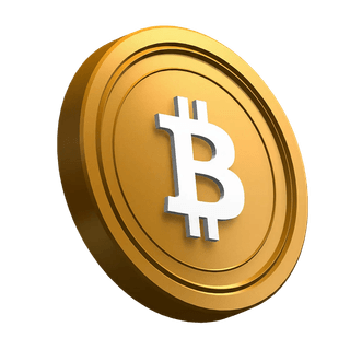 Tilted Bitcoin BTC coin shown as visual element in hero section
