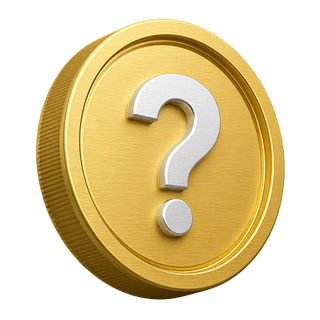3D gold coin with a decorative question mark element on FAQ page